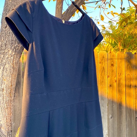 BLACK TAHARI Arthur S Levine SIZE 12 Cap Sleeve Knee Length SHIFT Tiers … - Picture 4 of 16